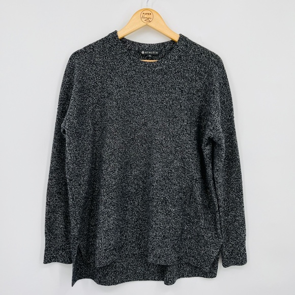 Athleta Wool + Cashmere Crewneck Sweater Size XS, Oversized Baggy Black capsule - Picture 2 of 11